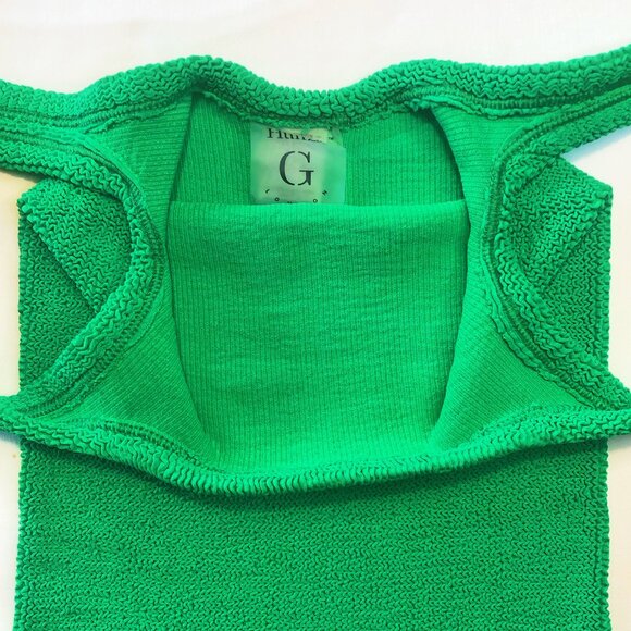 Hunza G Crinkle Knit Mini Tank Dress One Size in Emerald Green, Worn Just Once - Picture 4 of 13